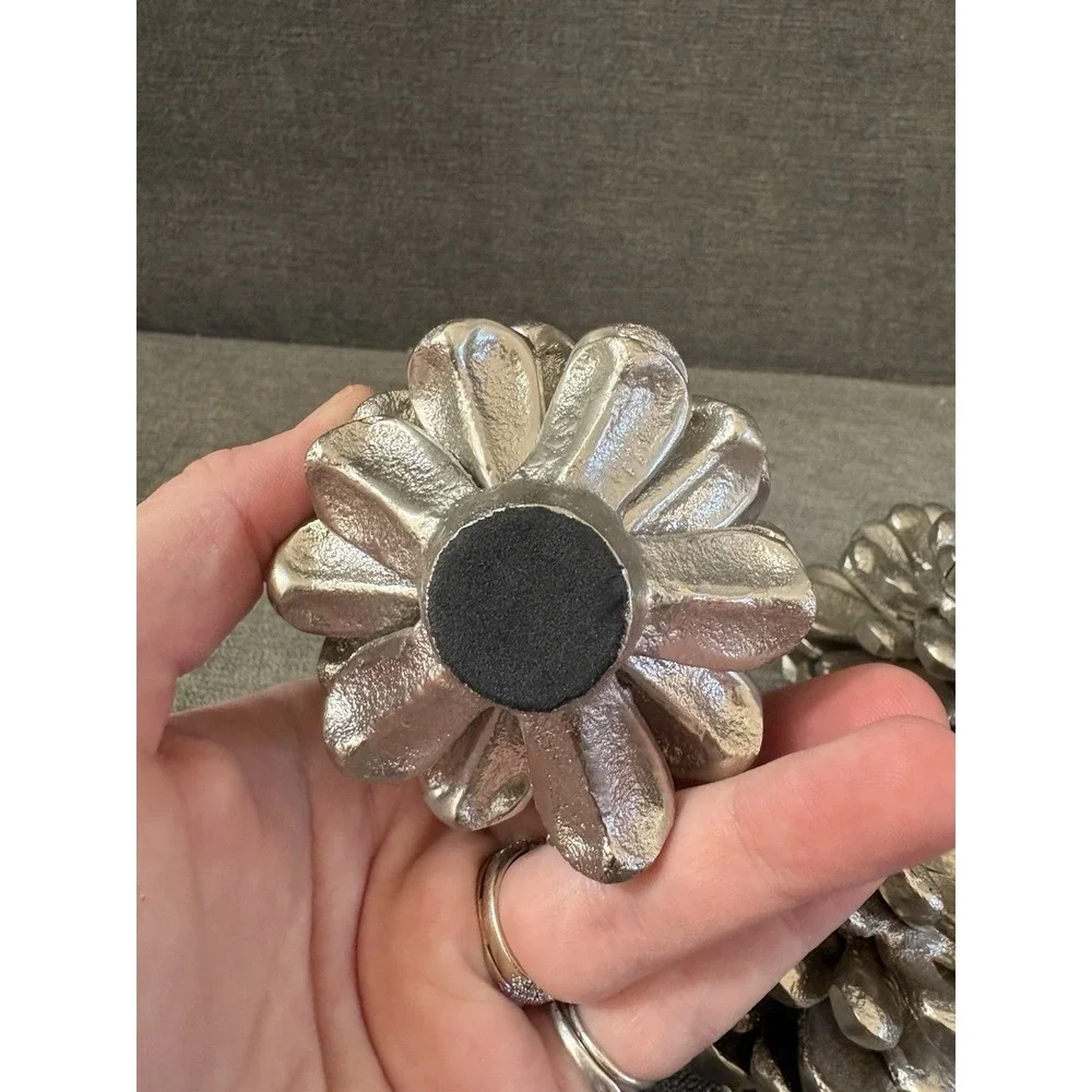 West Elm Set of 4 Pine Cone Silver Place‎ Card Holders Heavy Metal Forest Shine